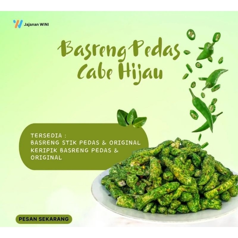 

[COD] Basreng Hijau Pedas Daun Jeruk 250gr Jajanan Wini Nagih