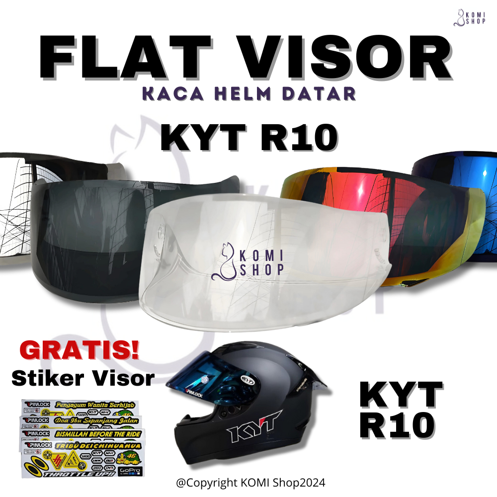 Kaca Helm KYT R10 Free Stiker Visor Full Face Kaca Helm Datar Handarb KYT R10
