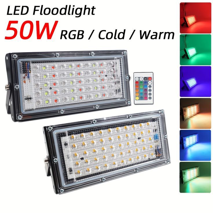 Lampu Sorot Led RGB Putih Kuning 50 Watt / Lampu Jalan Lampu Tembak