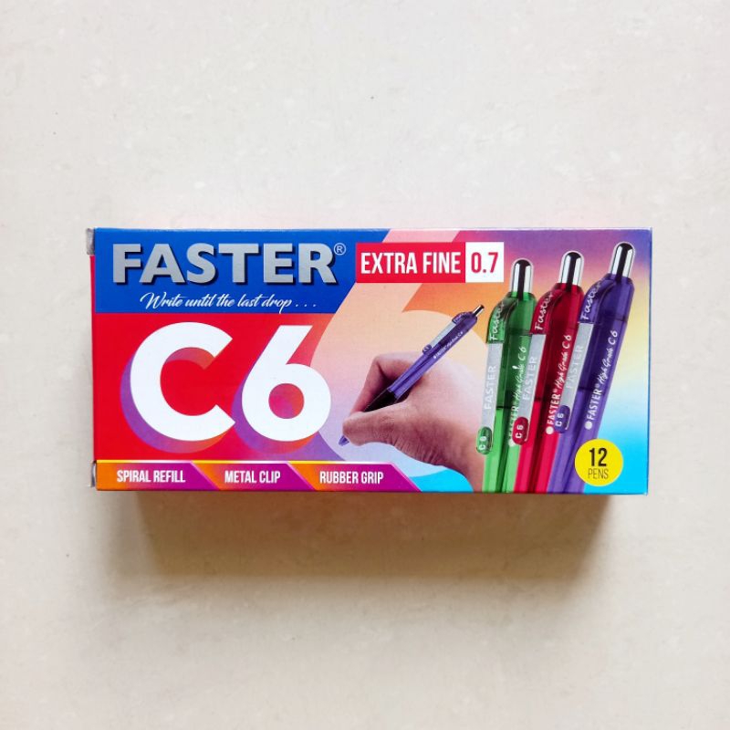 

[ LUSIN MURAH ] Pulpen Pena Pen 0.7 mm Faster C6 Tinta Hitam
