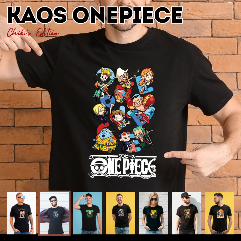 Kaos Anime One Piece Original Pria Edisi Chibi | Baju One Piece | Kaos Luffy | Kaos Distro Premium
