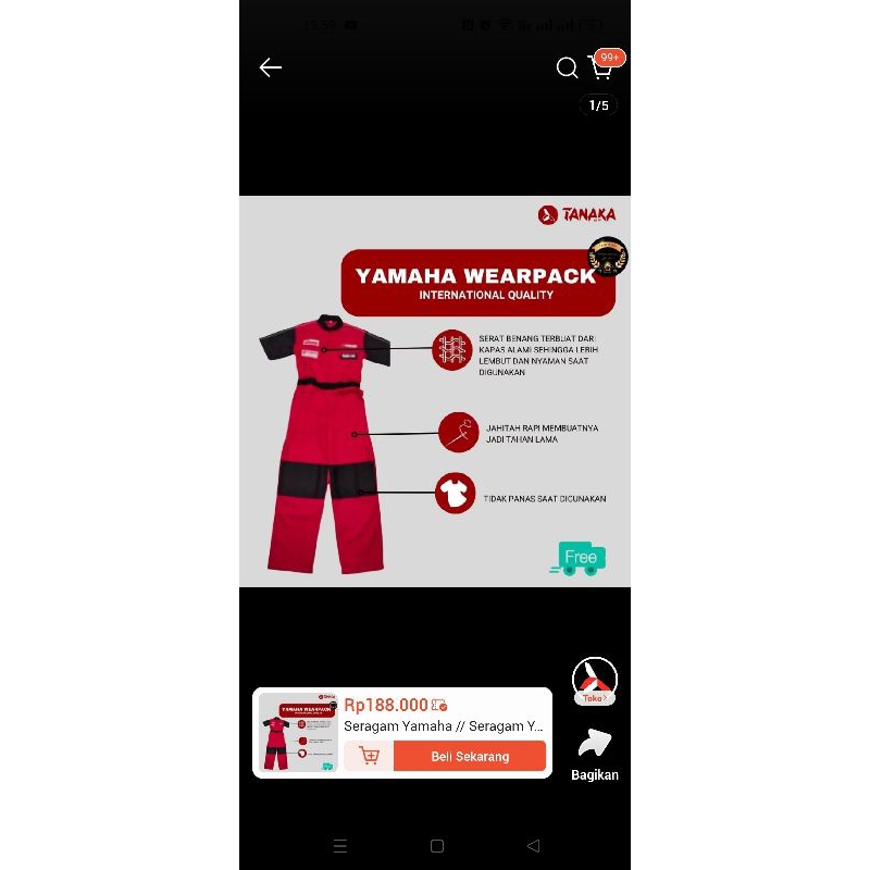 wearpack Yamaha baju mekanik