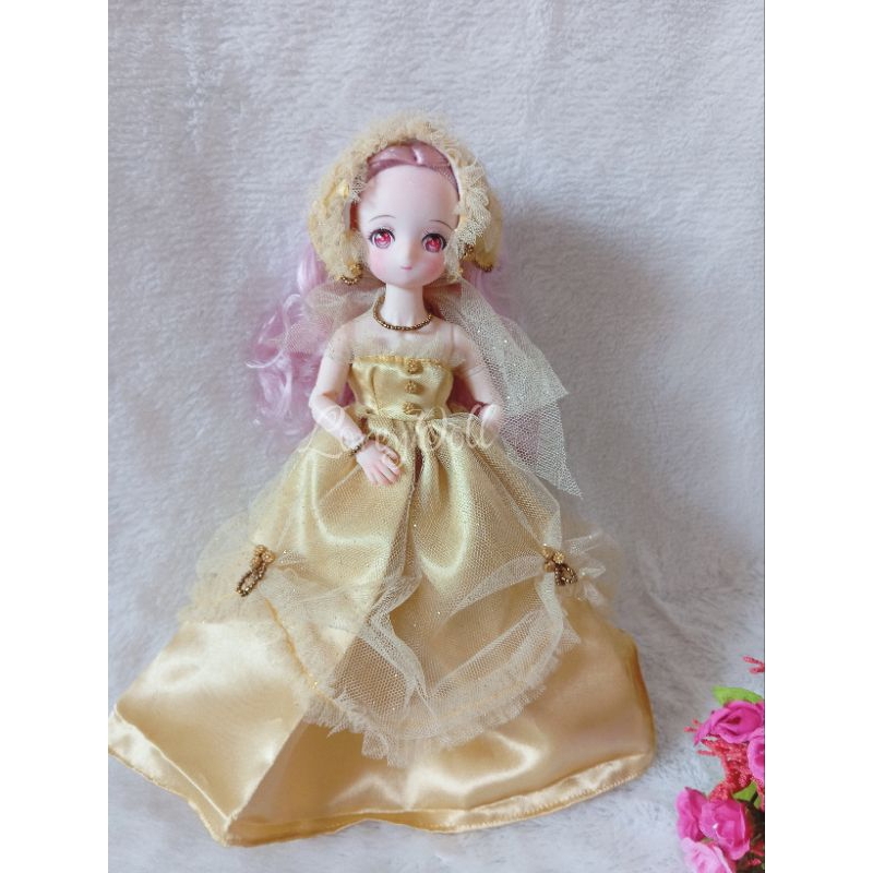 LoveyDoll Baju Bjd Doll 30 cm Body Anak Gaun Emas