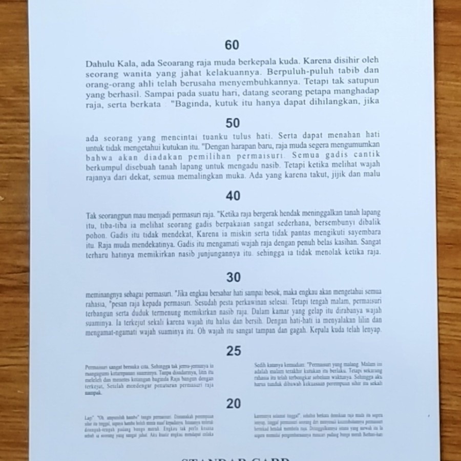 JAEGER KARTU BACA READING CHART PERIKSA MATA - KARTU JAEGER
