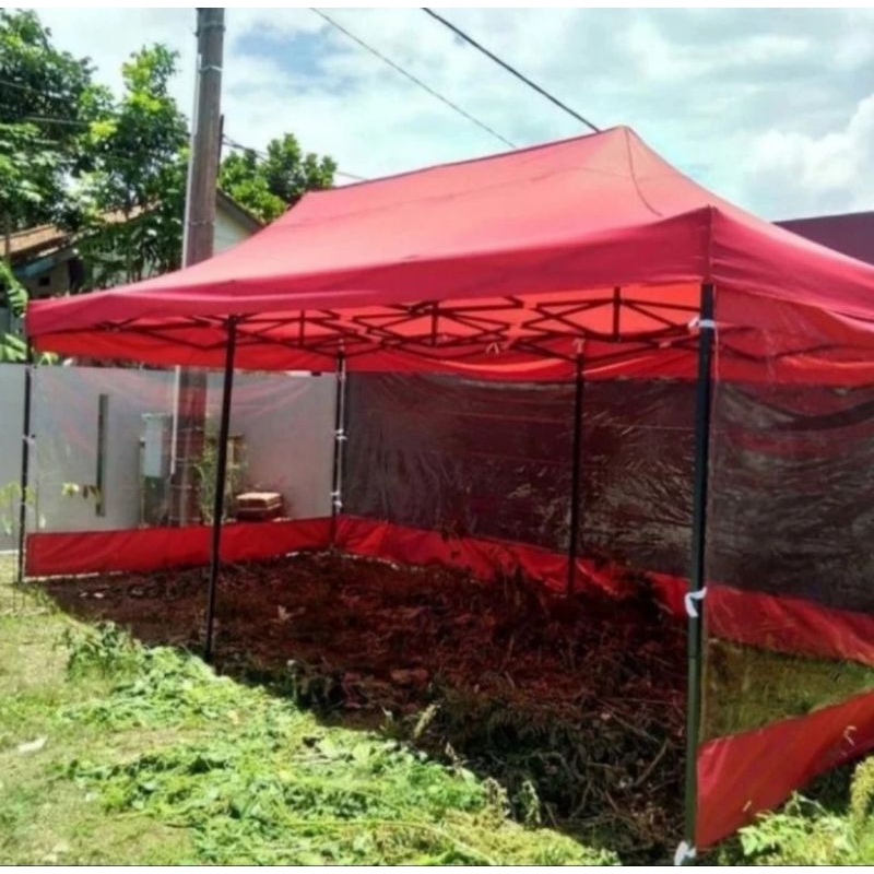 tenda lipat super premium uk 3x6 ket besi 1,4 mm + dinding 3 sisi