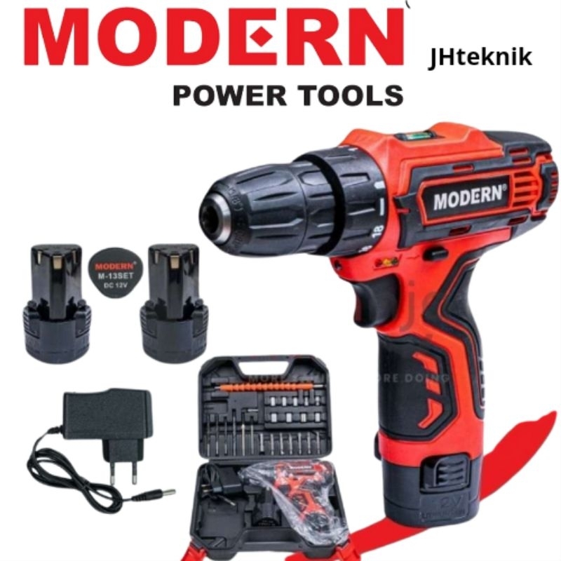 JHTeknik Mesin Bor Cordless Baterai 12V MODERN M-13Set/Mesin Bor Cas Modern M-13set
