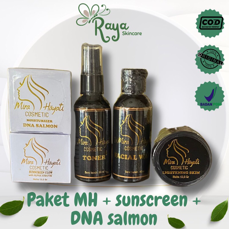 PAKET CREAM MH + SUNSCREEN + DNA SALMON MIRA HAYATI SKINCARE