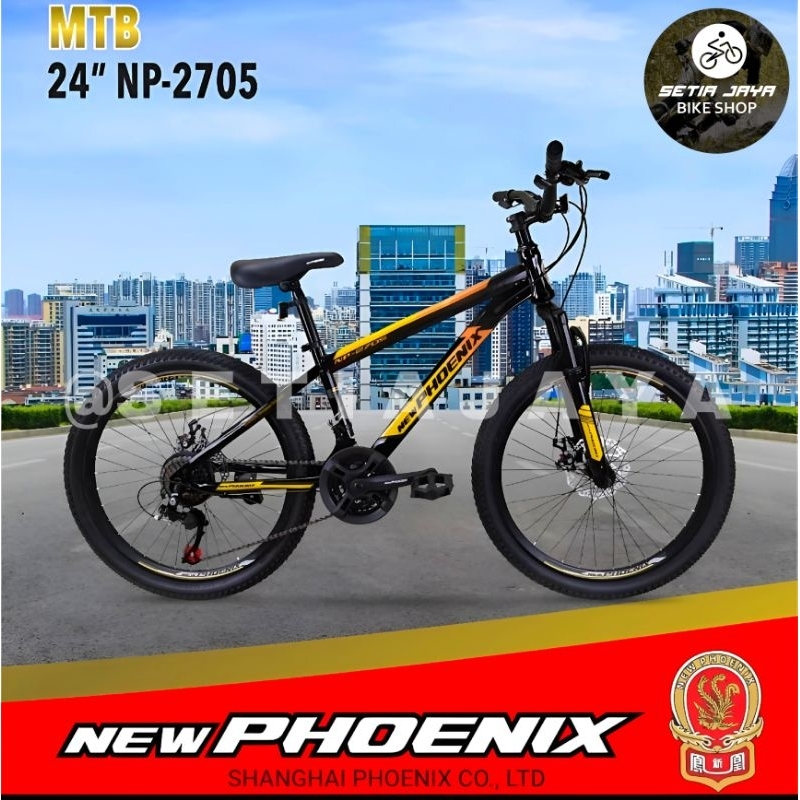 Sepeda Gunung MTB 24 Inch PHOENIX NP-2705 Steel 3x7 Speed Rem Cakram New