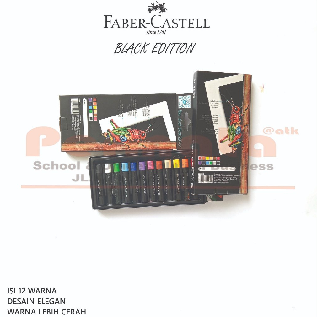 

Faber-Castell Black Edition 12 Warna Oil Pastel Series | Crayon Faber Castell Black Edition