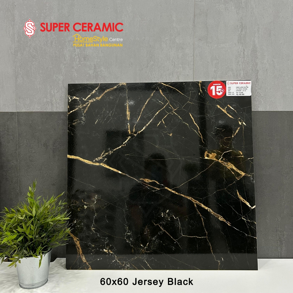 PLATINUM 60x60 Keramik Lantai - JERSEY BLACK