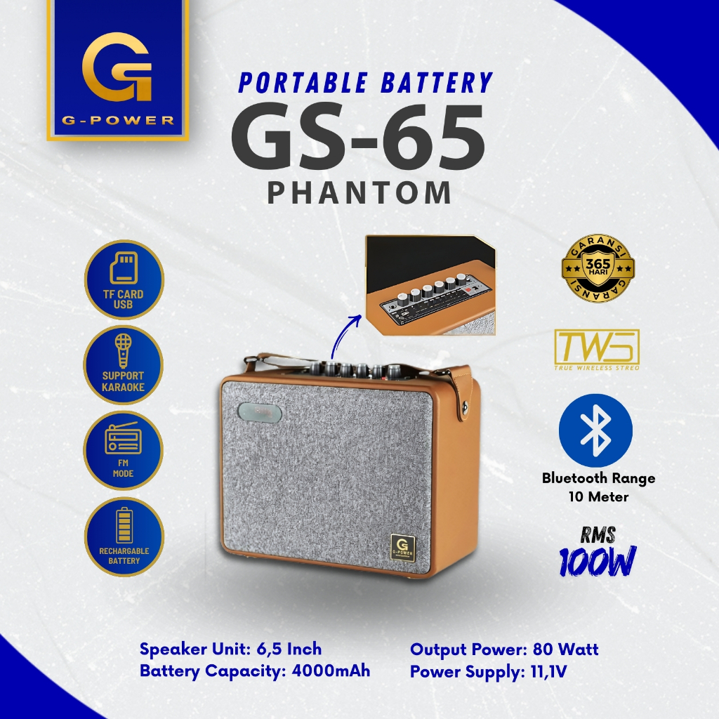 G-POWER Speaker Bluetooth Gs-65 Phantom Speaker Aktif Bluetooth Portable Speaker Bluetooth Garansi 1