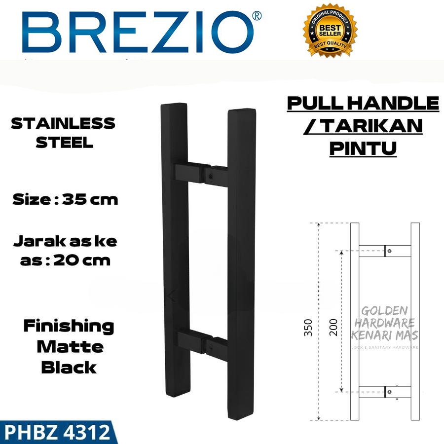 BREZIO PHBZ 4312 Pull Handle Gagang Pintu Rumah Minimalis 2 Daun Kotak 35CM Hitam