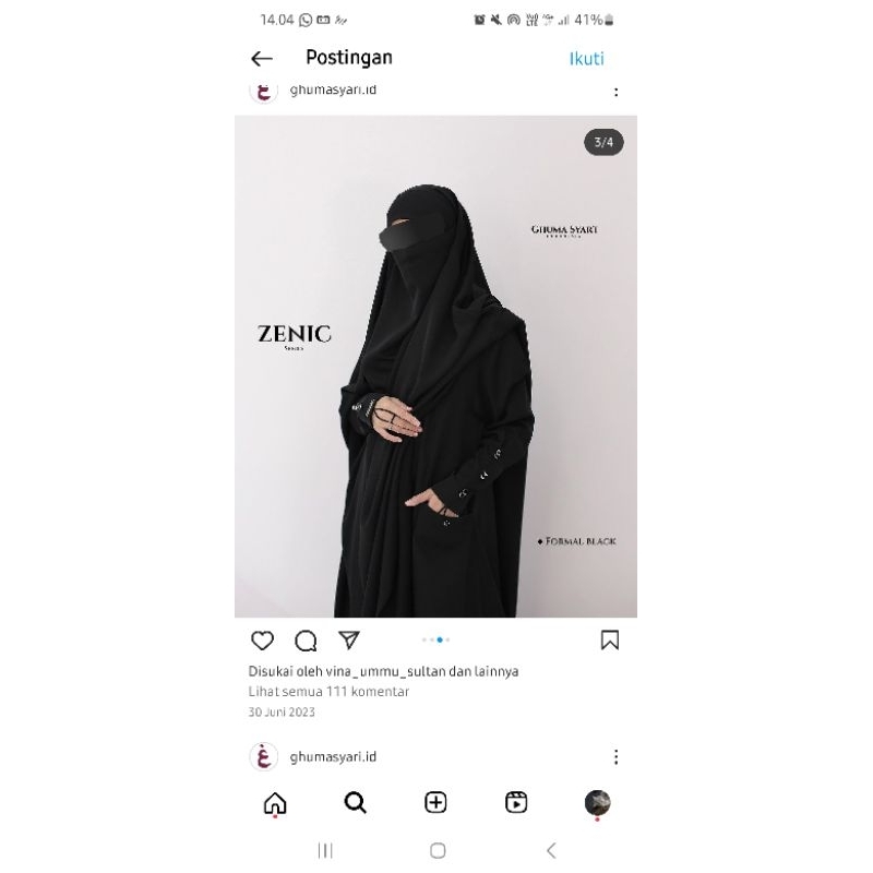 Preloved Zenic Series by GhumaSyari size S bahan Internet