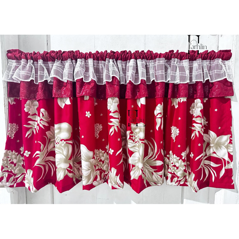 gorden kolong dapur motif flower kombinasi rempel