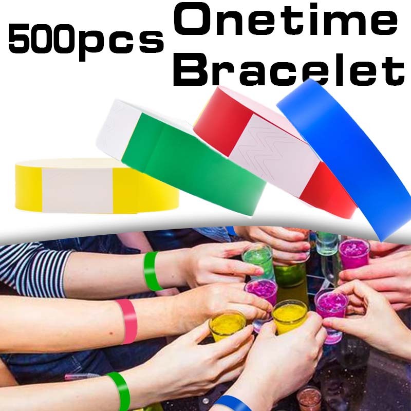 500Pcs Gelang Tiket Konser Pergelangan Tangan Sekali Tiket Fluorescent Tiket Gelang Event Gelang