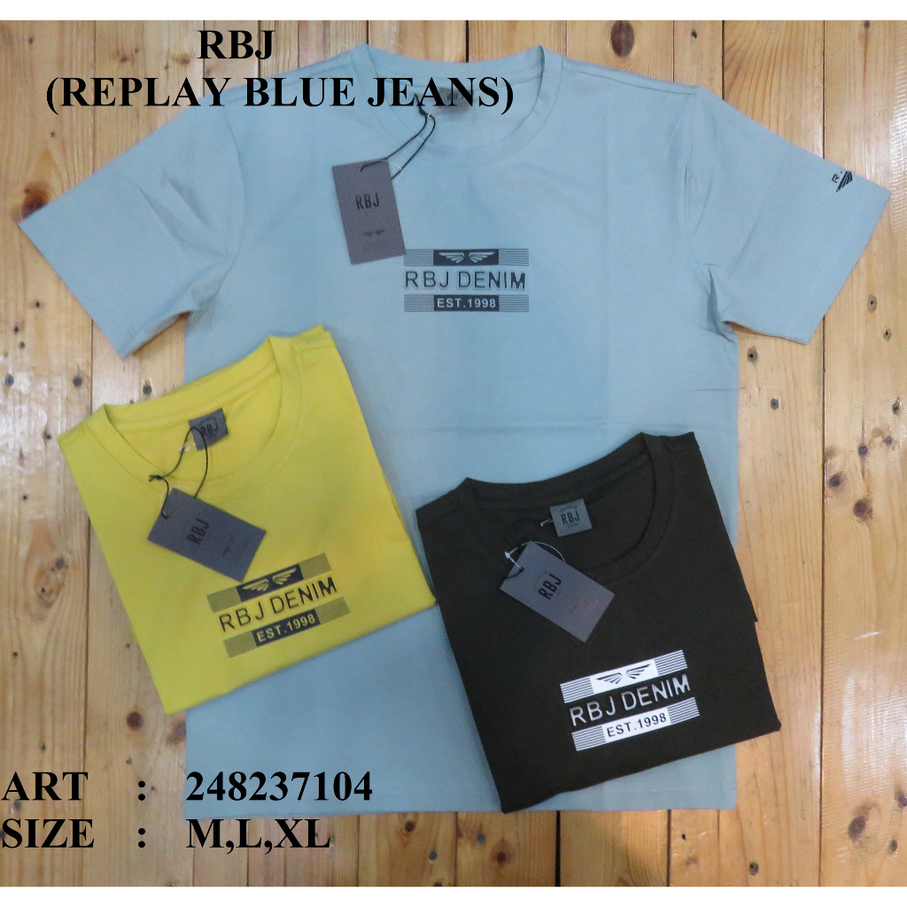 KAOS OBLONG PRIA LENGAN PENDEK MEREK RBJ (REPLAY BLUE JEANS) ART: 248237104 PRICE Rp 208.900