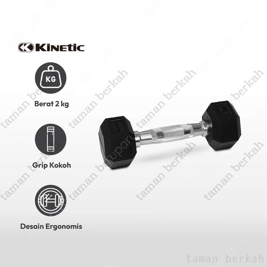 DUMBBELL KARET SEGI ENAM 2KG -  HEX RUBBER DUMBBELL 2KG
