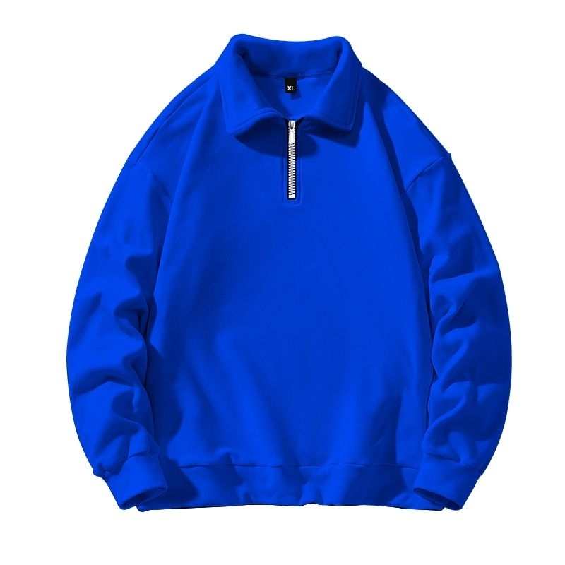 sweater half Zip pria wanita