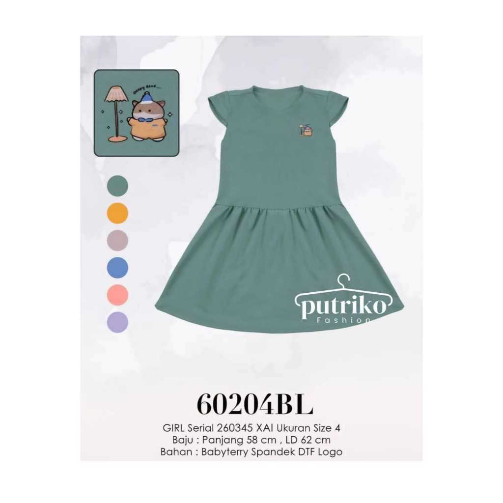 LEMONE GIRL 60204BL / Dress Anak Baby terry Spandek / Dress Kaos