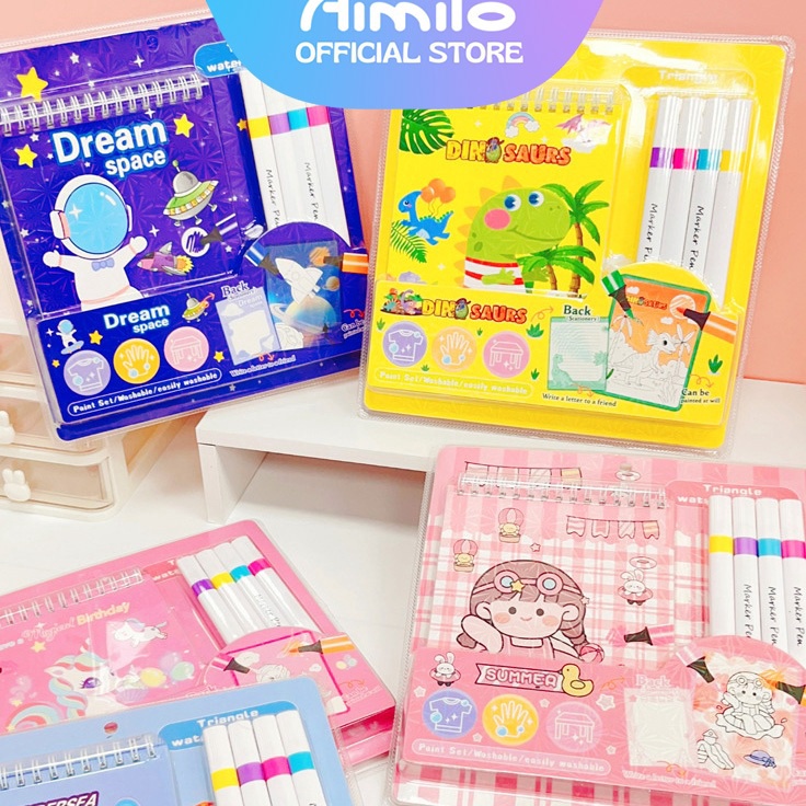 

BIG SALE READY Aimilo Paint Set Buku Gambar Karakter Anak Buku Gambar Mewarnai Free Coloring Book Pen Maker Premium