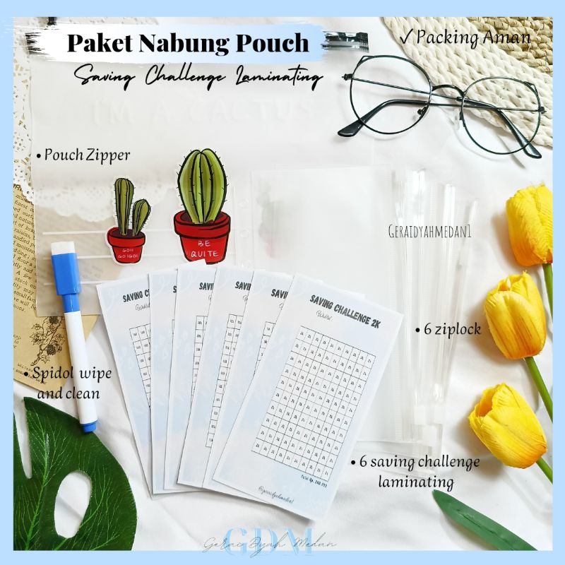 

Paket Nabung Pouch Saving Challenge Laminating