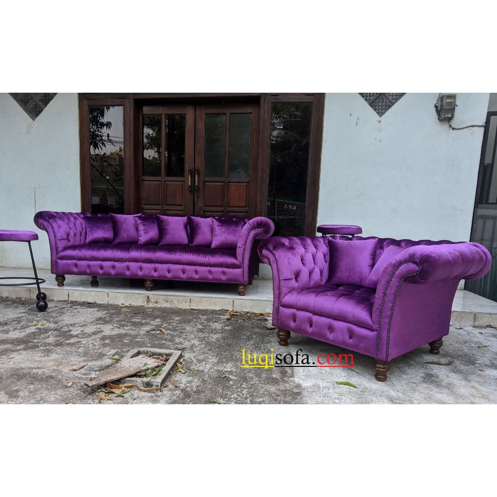 Set Sofa Chesterfield & Kursi Bar, Luqi Sofa