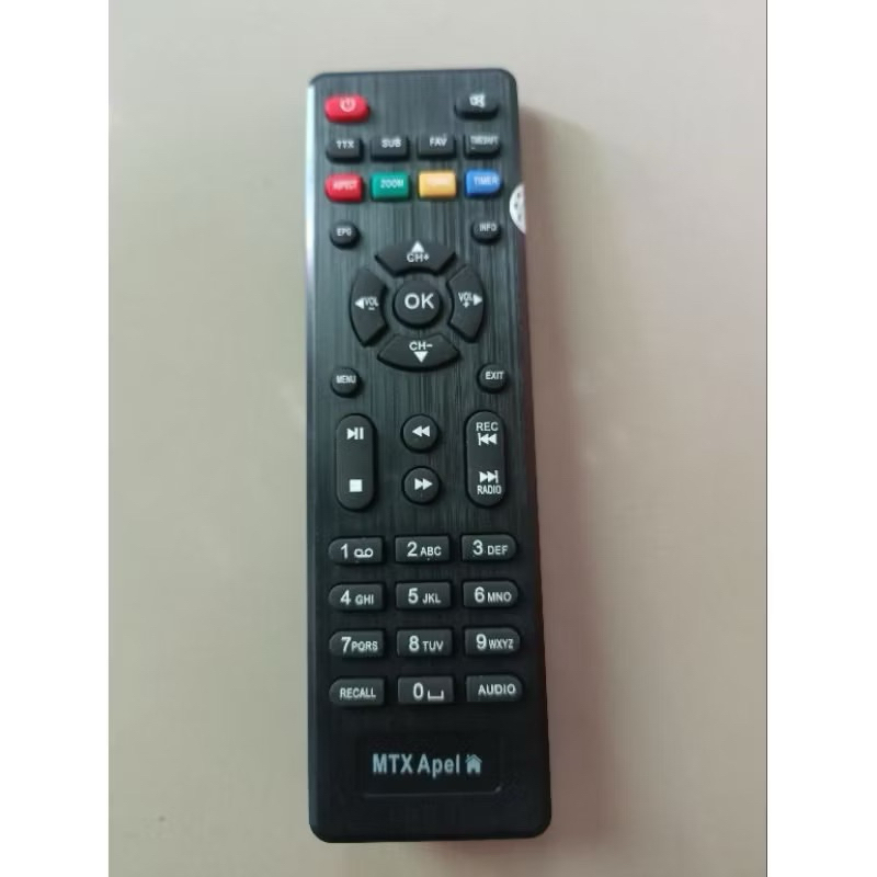 Remote STB DVB~T2 Matrix apple Merah kuning remot