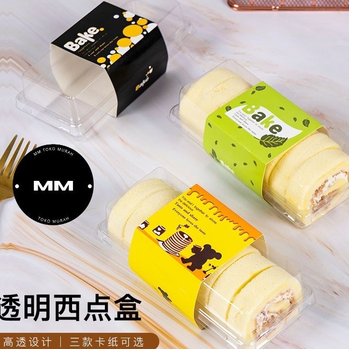 PRODUK TERBARU 1pcs tray mika kue panjang kotak mika puding bolgul bolu slice cake tray mochi