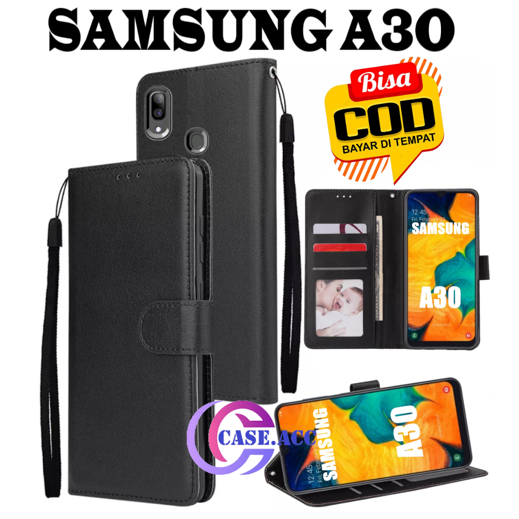 flip case wallet SAMSUNG A30 kulit premium bisa buka tutup dan standing