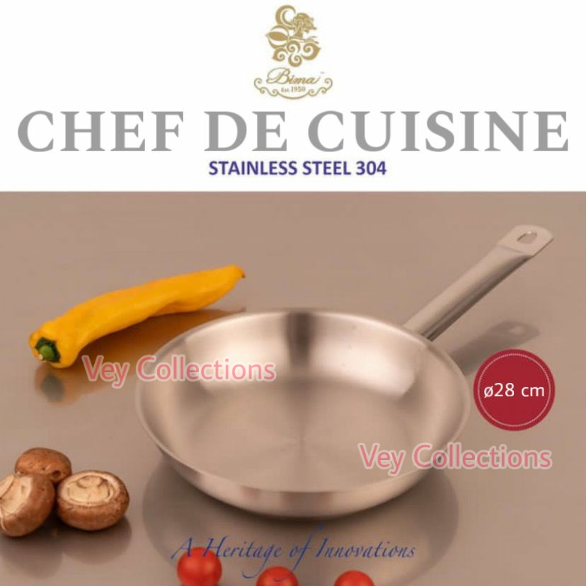 • BISA COD • BIMA Stainless SUS304 CHEF DE CUISINE 28 cm (CDC013) Original 3 Ply Fry Pan Tebal Chef 