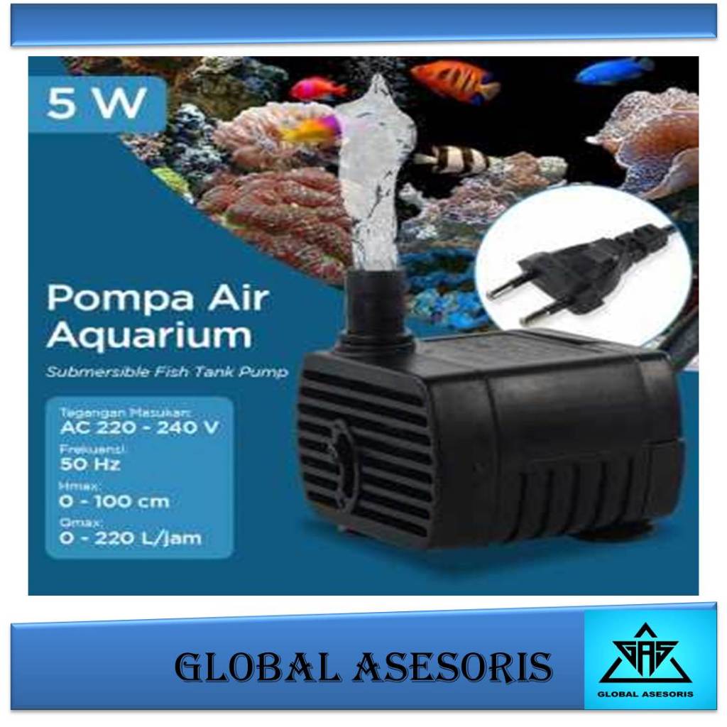 Pompa Aquarium Kecil Penyedot Air Aquarium 4w/5w Pompa Air Celup Aquarium Alat Penyedot Air Aquascap