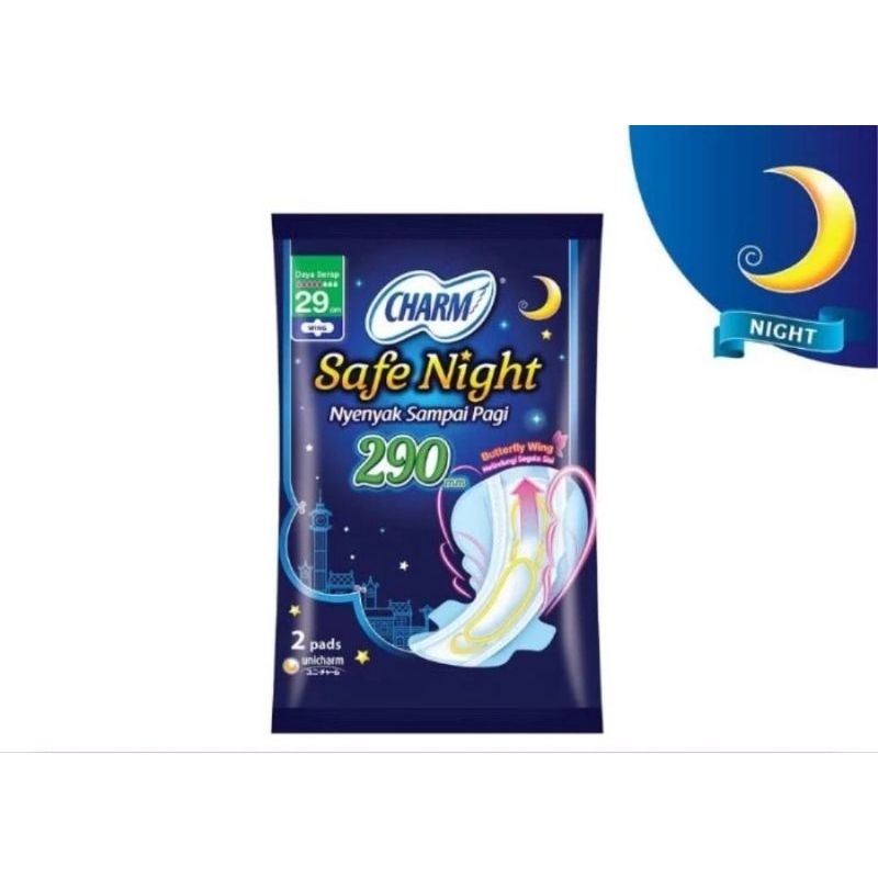Charm Safe Night isi 2 290mm Sachet Pembalut wanita