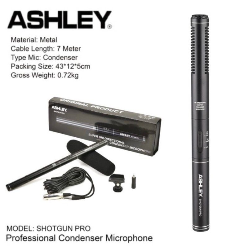 Microphone Kabel Condenser ASHLEY Shotgun Pro Original Product Mic