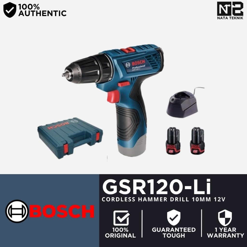 BOSCH GSR 120Li Mesin Bor Baterai 12V 10mm - Cordless Drill Driver 12V BOSCH GSR 120-Li