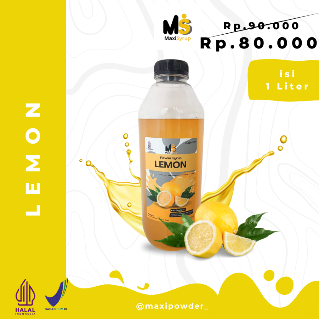 

Syrup Minuman Rasa Lemon 1Liter / Sirup Lemon Termutrah / MaxiSyrup