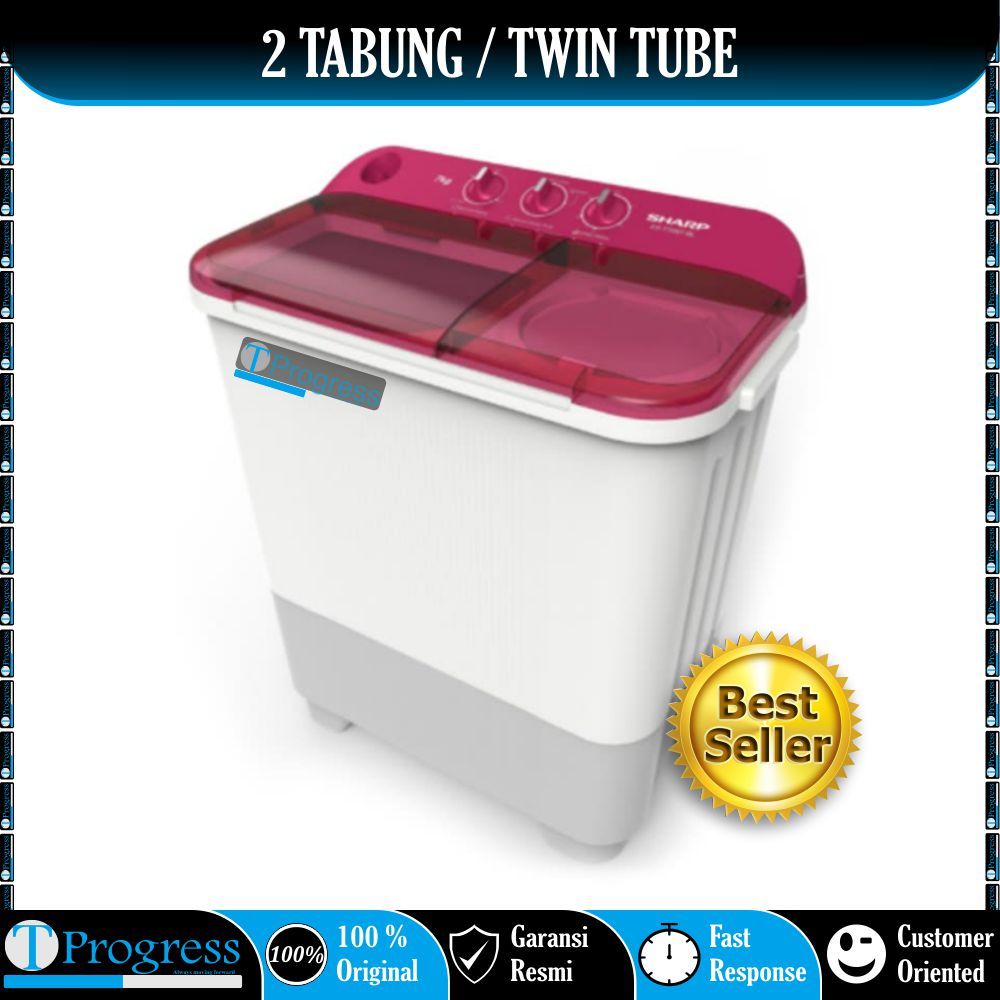 MESIN CUCI 2 TABUNG SHARP 7KG ES-T75NT LOW WATT