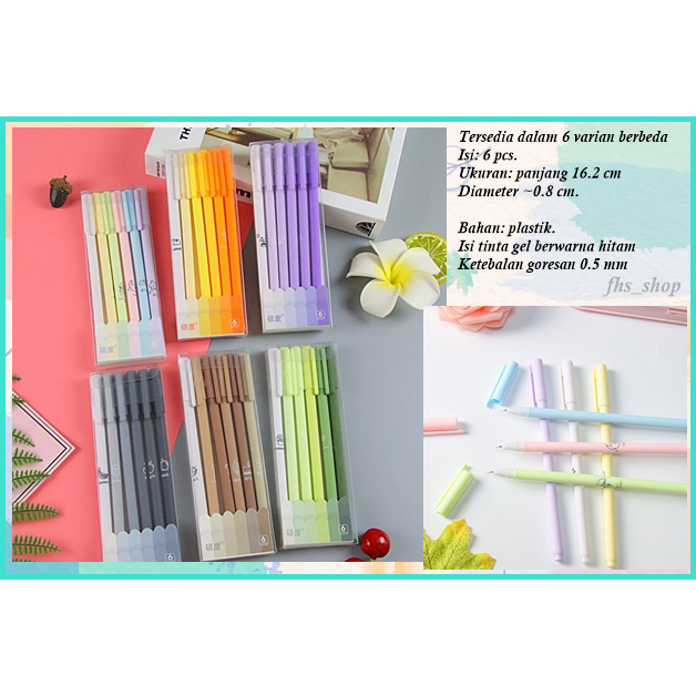 

6 Pcs Pulpen Gel Tinta Hitam Bulpen Gel Tinta Hitam Pulpen Aesthetic Bulpen Aesthetic Candy Gel Pen