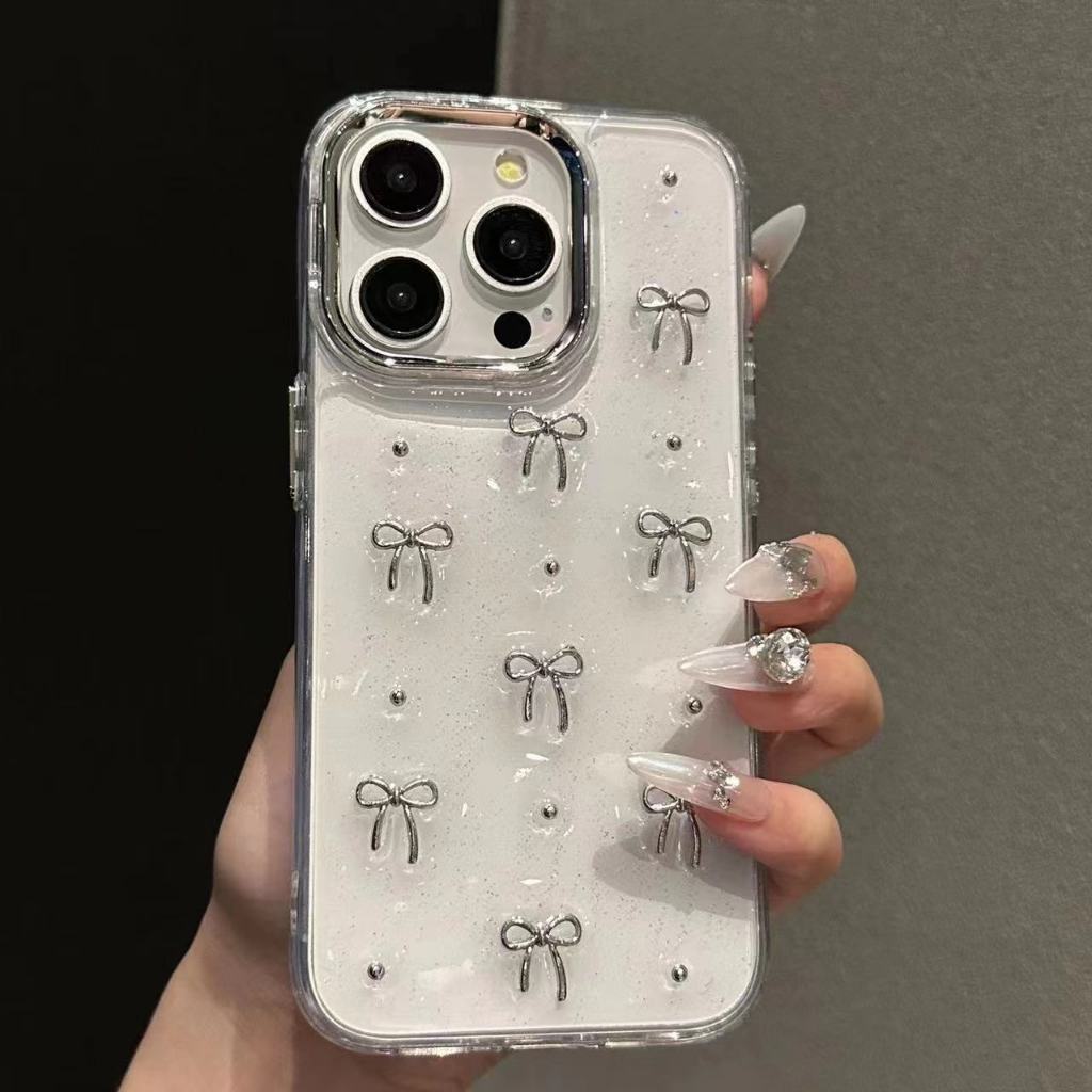 Casing IPhone 3D Ribbon Glitter Casing Cute Case IPhone 11 13 7 8 Plus XR XS Max-FE
