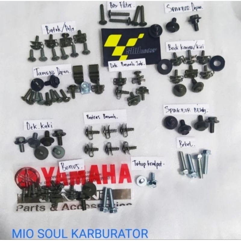 Baut full set body yamaha mio soul karbu / Baut lengkap full bodi mio soul karbu