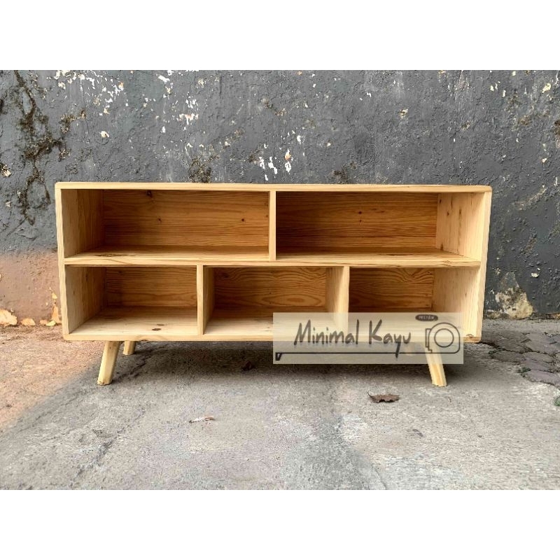 Rak TV Simpel minimalis modern full kayu pinus palet jati belanda
