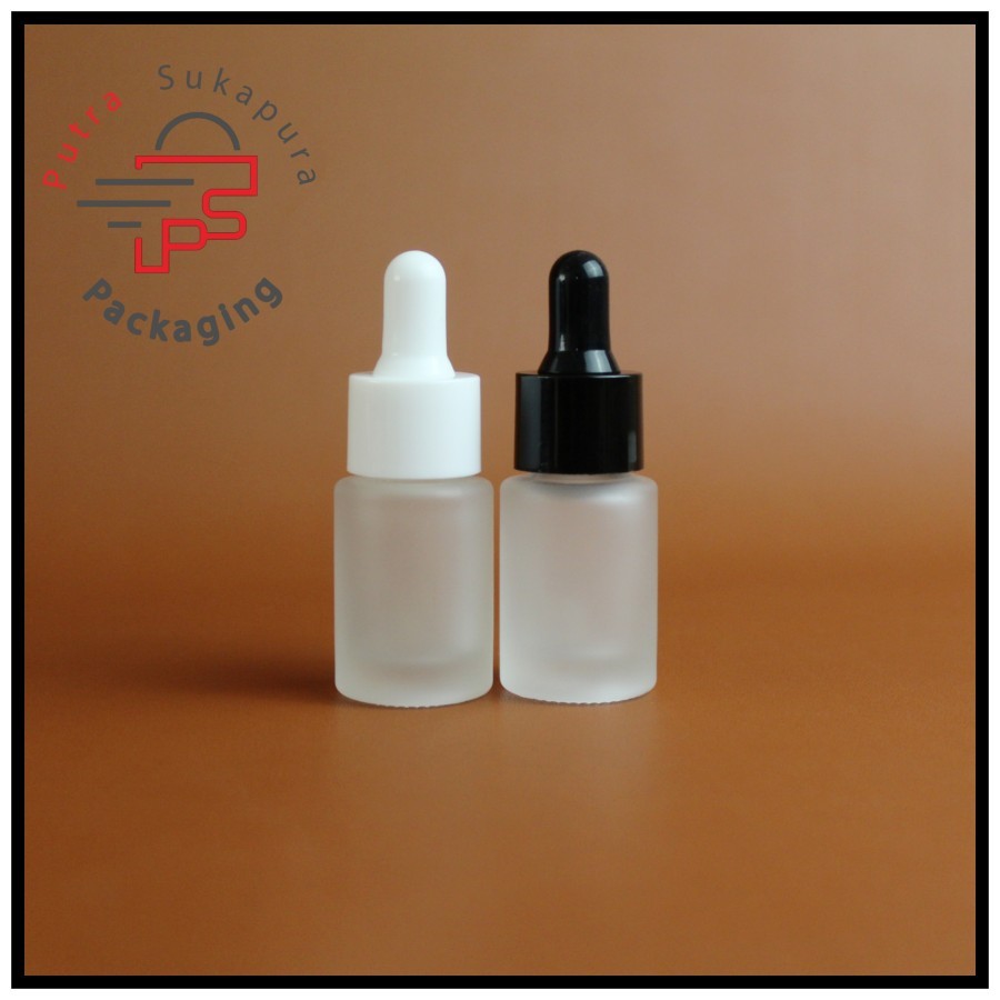 Botol kaca pipet 15ml bahu datar frosted natural / botol serum 15ml bahu datar frosted natural