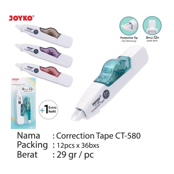 

Pita Koreksi Correction Tape Joyko CT-580 6mm x 12 m Temurah Tip Ex Harga Satuan