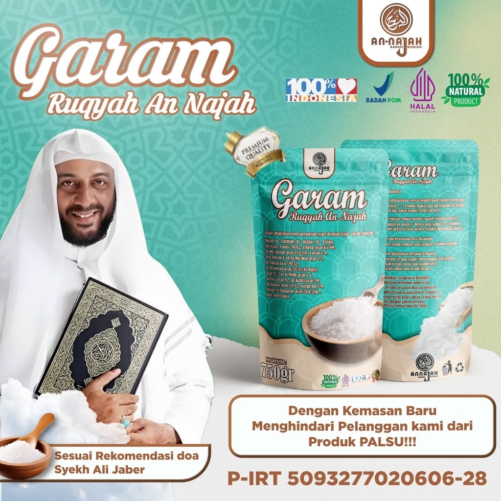 

ORIGINAL PRODUK GARAM RUQYAH ANNAJAH - SOLUSI AMPUH MEDIA RUQYAH SESUAI ANJURAN ULAMA SYARIAH