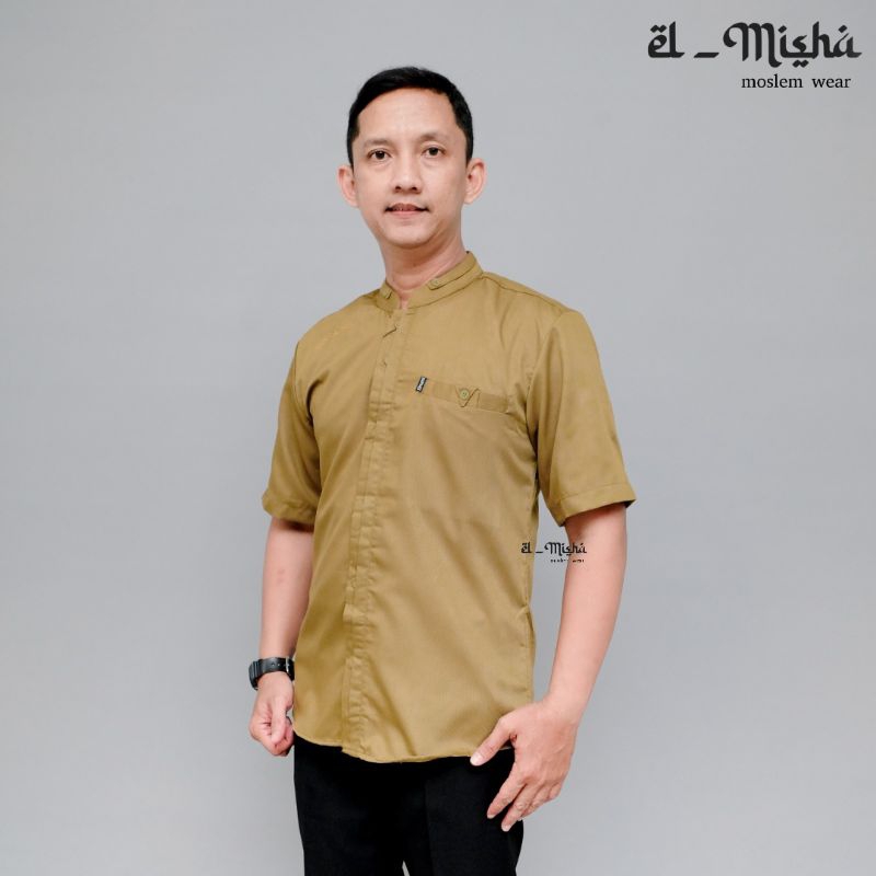 Baju Koko Pria Lengan Pendek El Rumi Polos Antasena