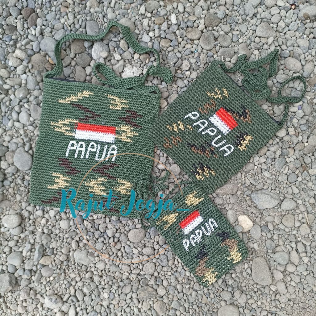 Tas Papua , tas rajut , noken Papua, Tas selempang, Tas selempang papua, Tas untuk oleh oleh, Tas un