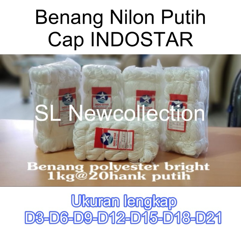 BENANG NILON PUTIH UKURAN LENGKAP D3-D6-D9-D18-D21 / 1 PAK