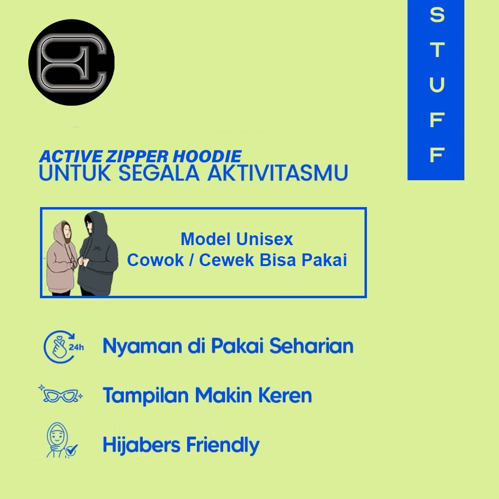 DISKON ZIPPER BOXY OVERSIZE BASIC POLOS LENGAN BALON HOODIE ZIPPER WANITA SWEATER WANITA CROP ZIP