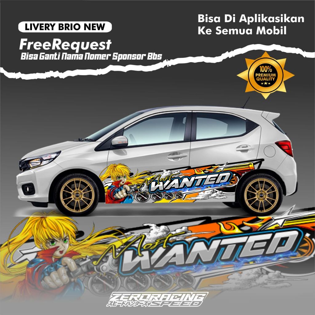 Decal Sticker Mobil brio new Agya Ayla Jazz Brio Yaris Body Samping Free Custom Nama stiker livery m