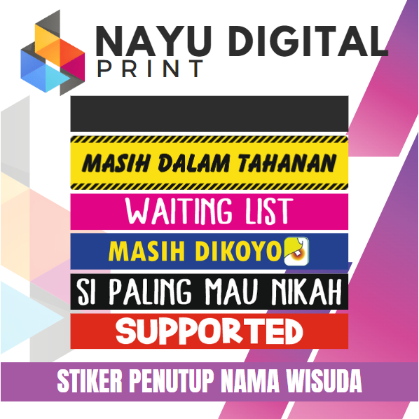 

stiker penutup nama wisuda uk. 30 x 4 cm