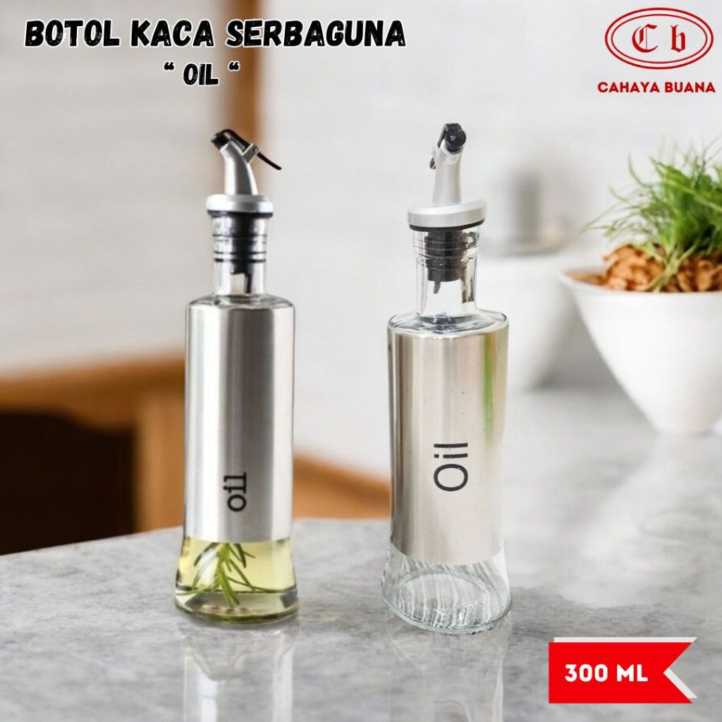 300 ML Oil BOTOL KACA Minyak Goreng Sirup Kecap Cuka Botol Beling Olive Oil Bottle Hijau Premium Tut